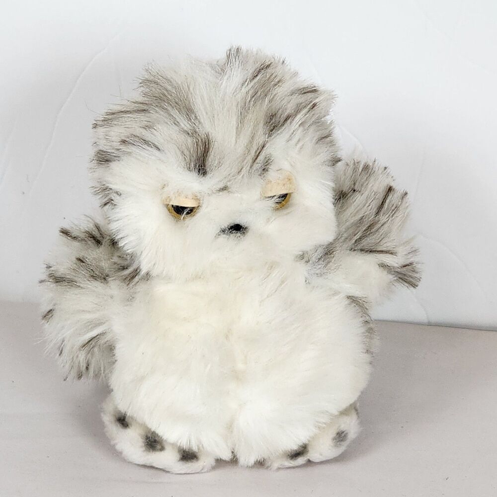 Vtg 1988 Dakin Owl Woodland Plush Stuffed Animal 9 in white brown eyes speckled